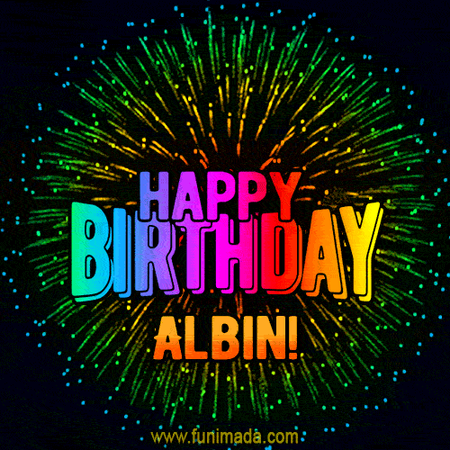 New Bursting with Colors Happy Birthday Albin GIF and Video with Music