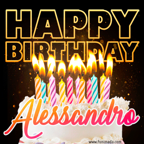 Alessandro - Animated Happy Birthday Cake GIF for WhatsApp