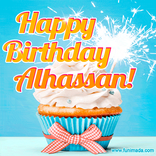 Happy Birthday, Alhassan! Elegant cupcake with a sparkler.