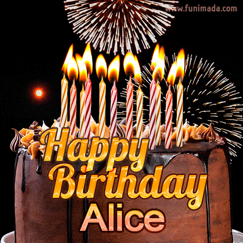 Chocolate Happy Birthday Cake for Alice (GIF)