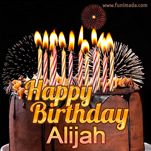 Chocolate Happy Birthday Cake for Alijah (GIF)