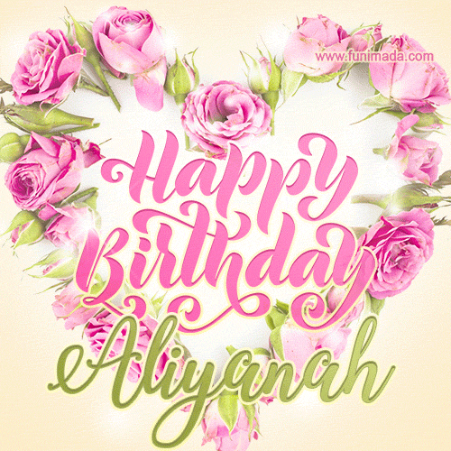 Pink rose heart shaped bouquet - Happy Birthday Card for Aliyanah
