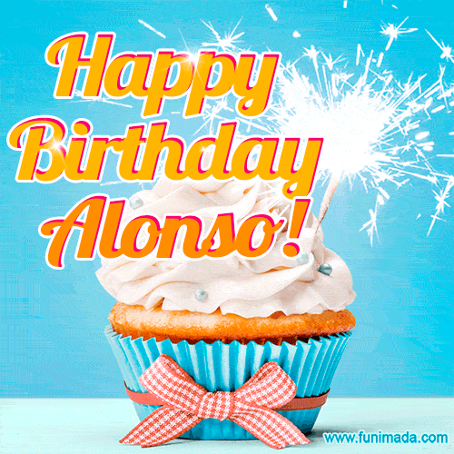 Happy Birthday, Alonso! Elegant cupcake with a sparkler.