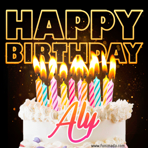 Aly - Animated Happy Birthday Cake GIF for WhatsApp
