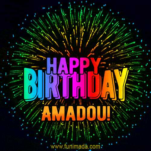 New Bursting with Colors Happy Birthday Amadou GIF and Video with Music