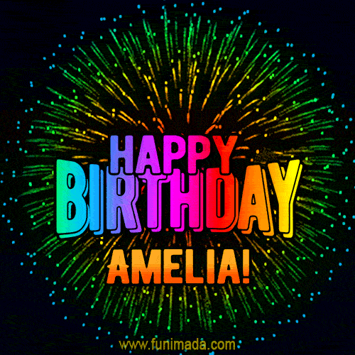 New Bursting with Colors Happy Birthday Amelia GIF and Video with Music