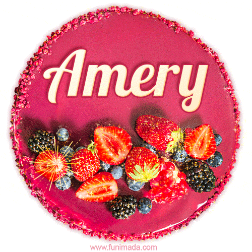 Happy Birthday Cake with Name Amery - Free Download