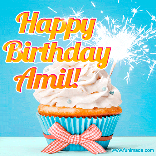 Happy Birthday, Amil! Elegant cupcake with a sparkler.