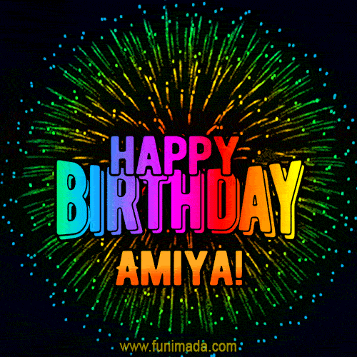 New Bursting with Colors Happy Birthday Amiya GIF and Video with Music