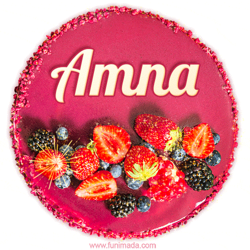 Happy Birthday Cake with Name Amna - Free Download