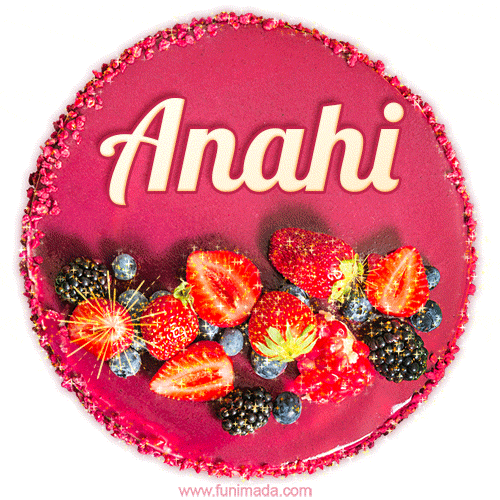 Happy Birthday Cake with Name Anahi - Free Download