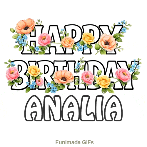 Modern floral Happy Birthday Analia animated e-card with swaying blooms