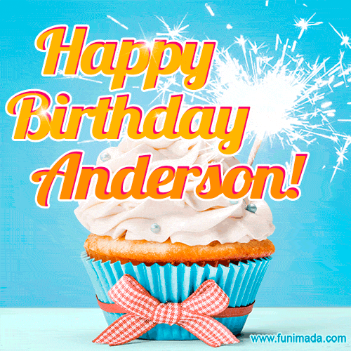 Happy Birthday, Anderson! Elegant cupcake with a sparkler.