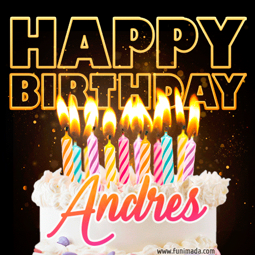 Andres - Animated Happy Birthday Cake GIF for WhatsApp