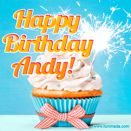 Happy Birthday, Andy! Elegant cupcake with a sparkler.