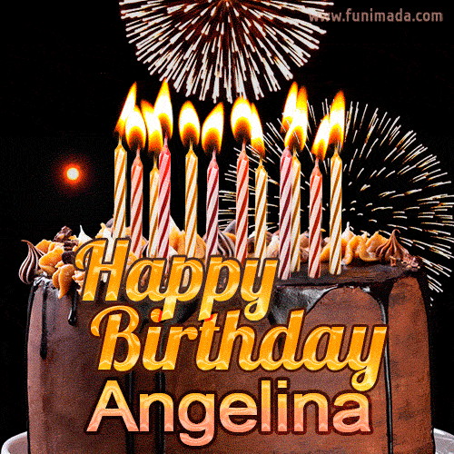 Chocolate Happy Birthday Cake for Angelina (GIF)