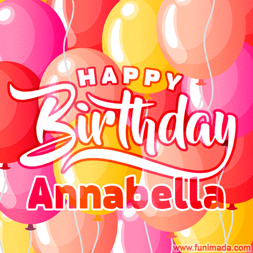 Happy Birthday Annabella - Colorful Animated Floating Balloons Birthday Card