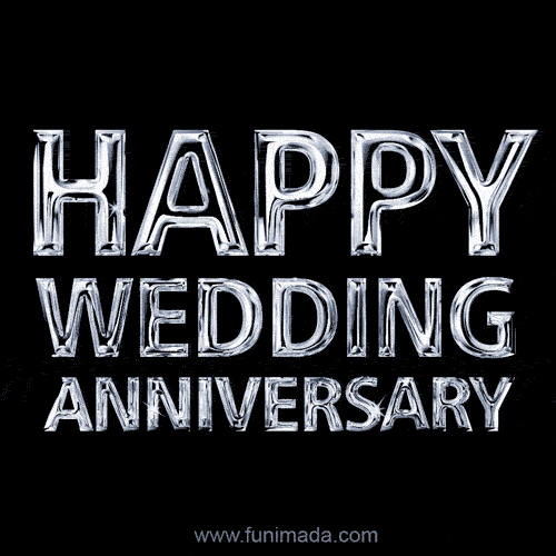 Silver metal animated GIF: Happy Wedding Anniversary