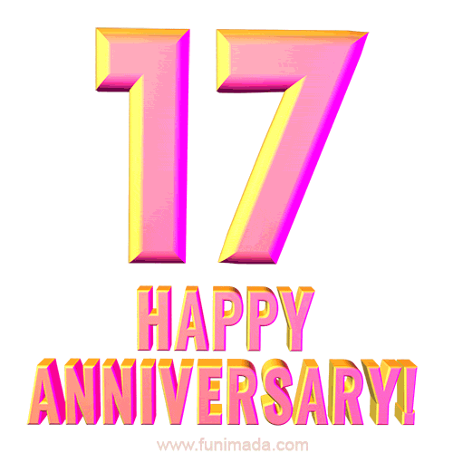 Happy 17th Anniversary 3D Text Animated GIF