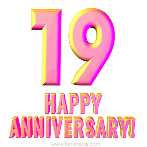 Happy 19th Anniversary 3D Text Animated GIF