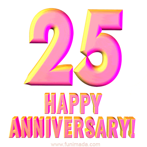 Happy 25th Anniversary 3D Text Animated GIF — Download on 