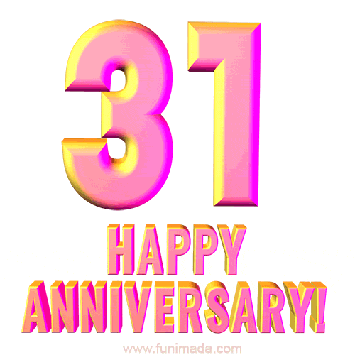 Happy 31st Anniversary 3D Text Animated GIF