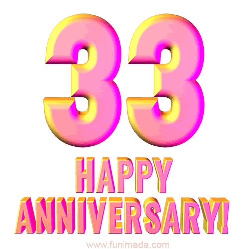 Happy 33rd Anniversary 3D Text Animated GIF