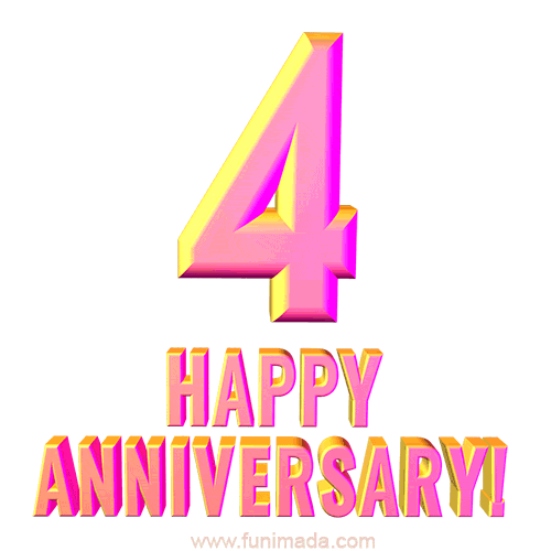Happy 4th Anniversary 3D Text Animated GIF