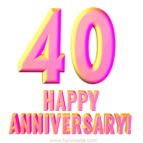 Happy 40th Anniversary 3D Text Animated GIF