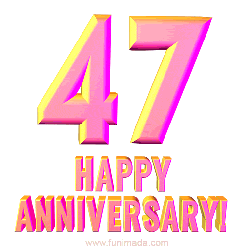 Happy 47th Anniversary 3D Text Animated GIF