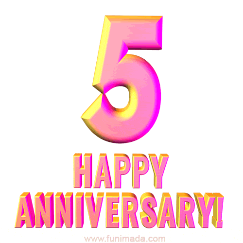 Happy 5th Anniversary 3D Text Animated GIF