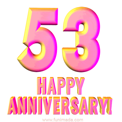 Happy 53rd Anniversary 3D Text Animated GIF