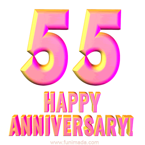 Happy 55th Anniversary 3D Text Animated GIF