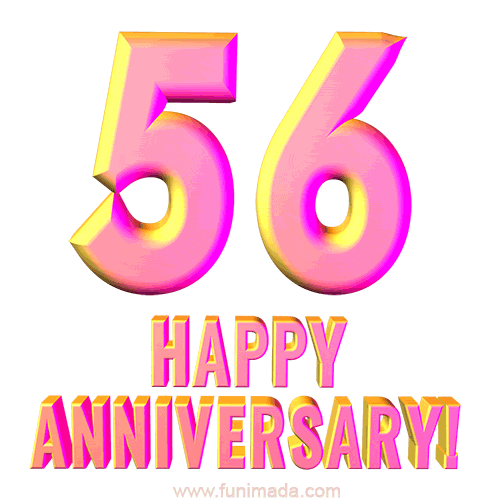 Happy 56th Anniversary 3D Text Animated GIF