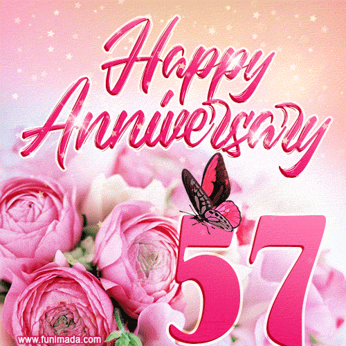 Happy 57th Anniversary GIF - Amazing Flowers and Glitter