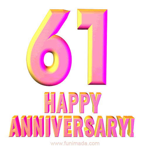 Happy 61st Anniversary 3D Text Animated GIF