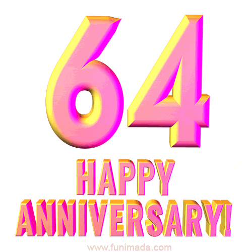 Happy 64th Anniversary 3D Text Animated GIF