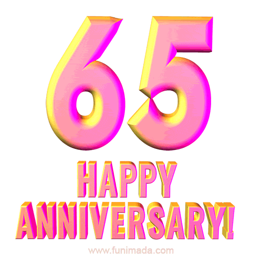 Happy 65th Anniversary 3D Text Animated GIF