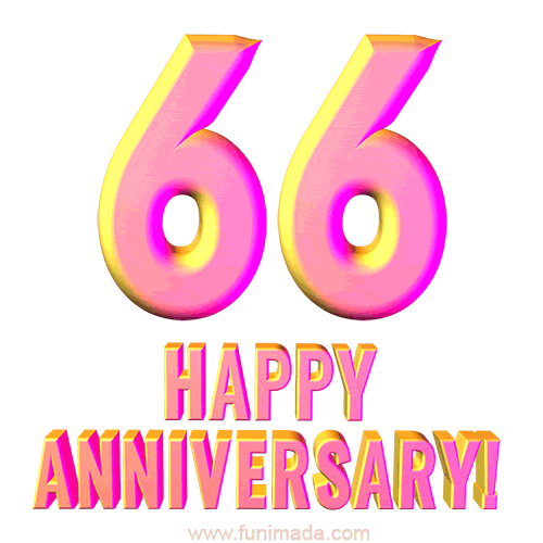 Happy 66th Anniversary 3D Text Animated GIF