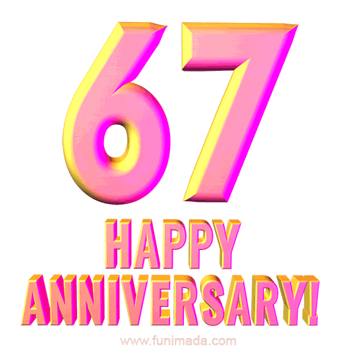 Happy 67th Anniversary 3D Text Animated GIF