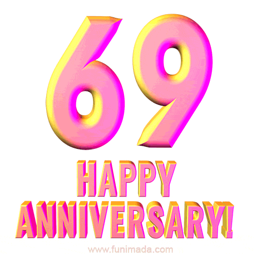 Happy 69th Anniversary 3D Text Animated GIF