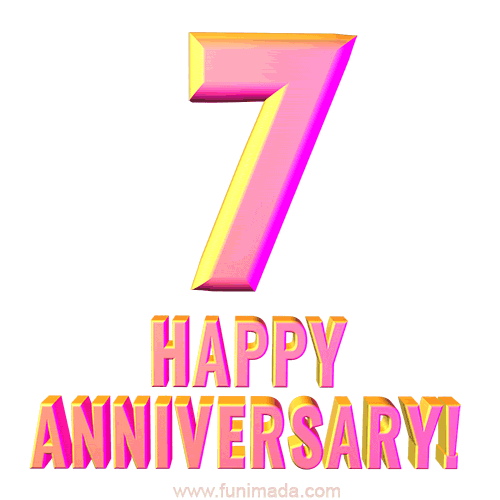 Happy 7th Anniversary 3D Text Animated GIF