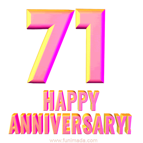 Happy 71st Anniversary 3D Text Animated GIF