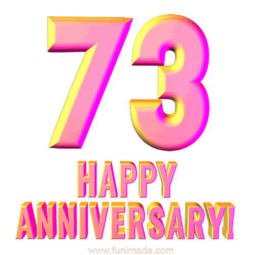 Happy 73rd Anniversary 3D Text Animated GIF