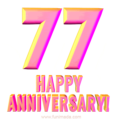 Happy 77th Anniversary 3D Text Animated GIF