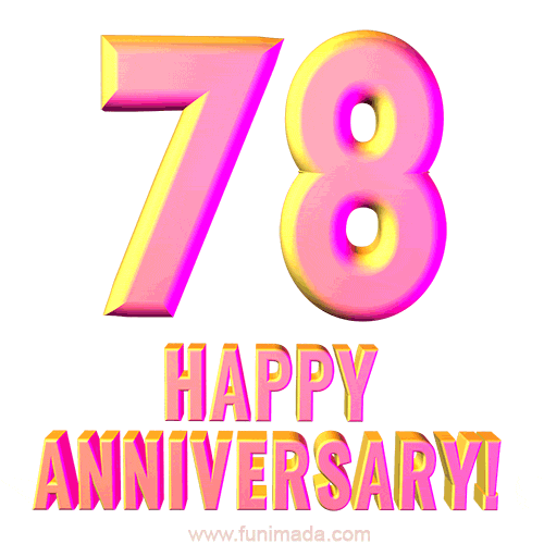 Happy 78th Anniversary 3D Text Animated GIF