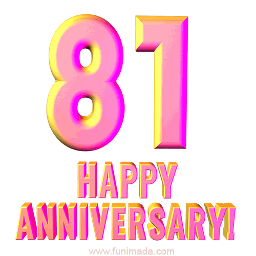 Happy 81st Anniversary 3D Text Animated GIF