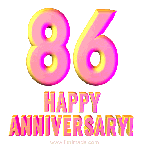 Happy 86th Anniversary 3D Text Animated GIF