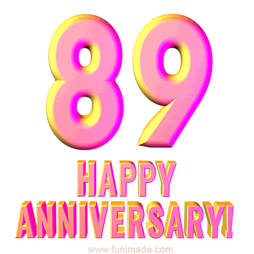 Happy 89th Anniversary 3D Text Animated GIF