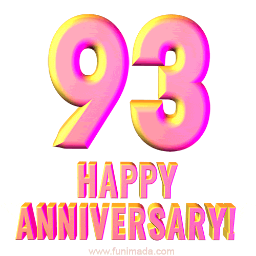 Happy 93rd Anniversary 3D Text Animated GIF